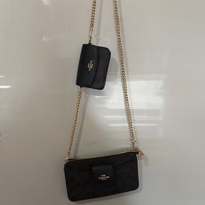 Coach Black and Brown Crossbody Bags with Gold Accents